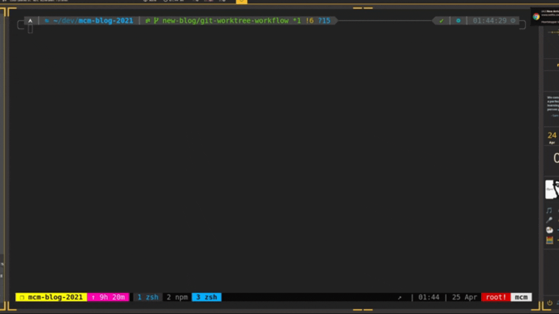 Tmux worktree demo